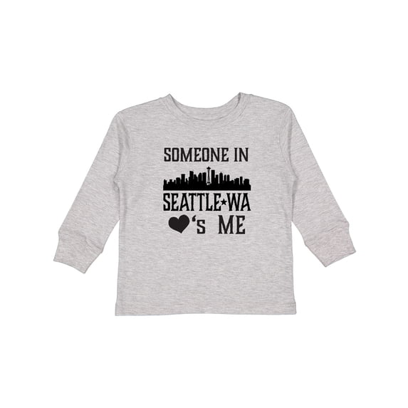Inktastic Seattle Washington Someone Loves Me Skyline Boys or Girls Long Sleeve Toddler T-Shirt