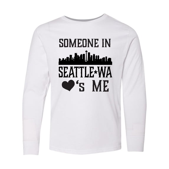 Inktastic Seattle Washington Someone Loves Me Skyline Long Sleeve Youth T-Shirt