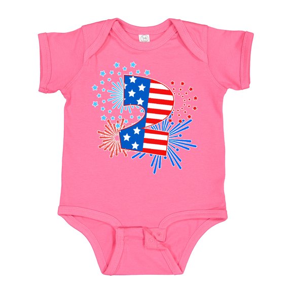 Inktastic Second Birthday Fourth of July Fireworks Boys or Girls Baby Bodysuit