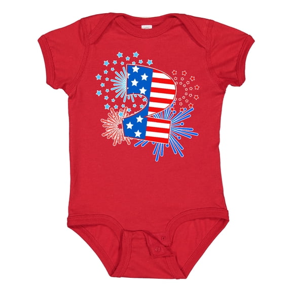 Inktastic Second Birthday Fourth of July Fireworks Boys or Girls Baby Bodysuit