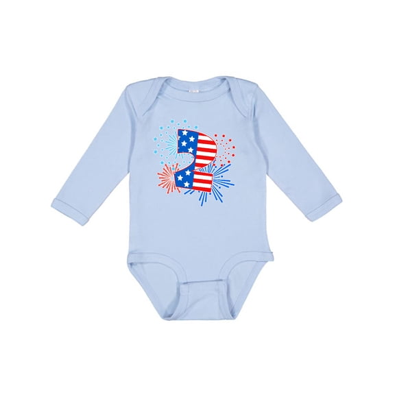 Inktastic Second Birthday- Fourth of July fireworks Boys or Girls Long Sleeve Baby Bodysuit