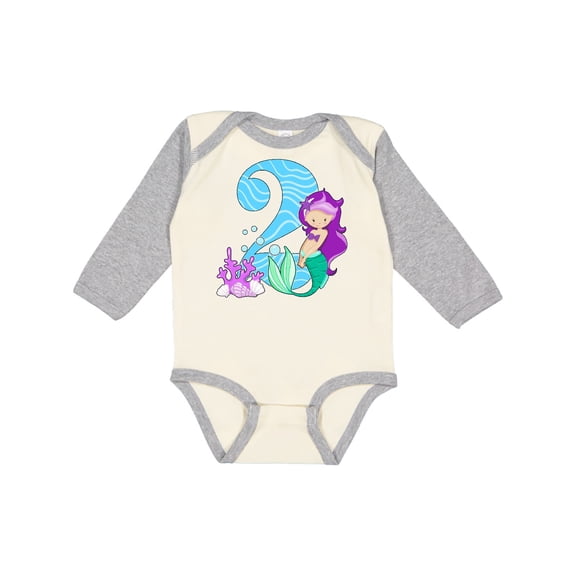 Inktastic Second Birthday Mermaid Girls Long Sleeve Baby Bodysuit