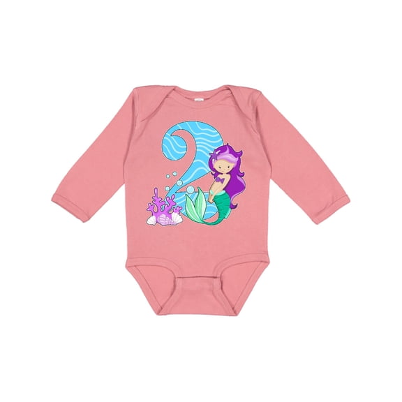 Inktastic Second Birthday Mermaid Girls Long Sleeve Baby Bodysuit