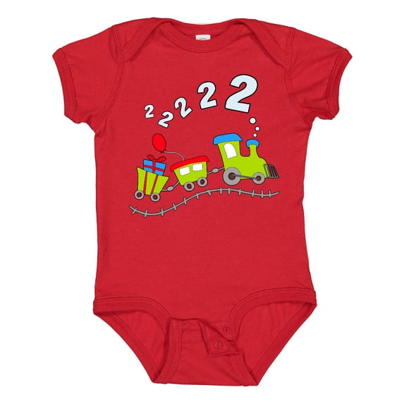 Inktastic Second Birthday Party Train Boys or Girls Baby Bodysuit