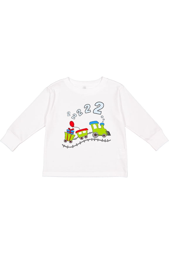 Second Birthday Party Train Boys or Girls Long Sleeve Toddler T-Shirt