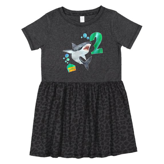 Inktastic Second Birthday Shark with Cake Girls Toddler Dress