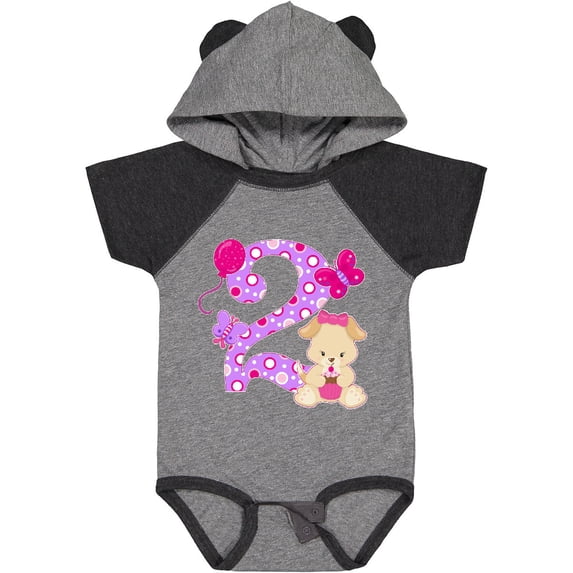 Inktastic Second Birthday with Cute Puppy and Butterflies Boys or Girls Baby Bodysuit