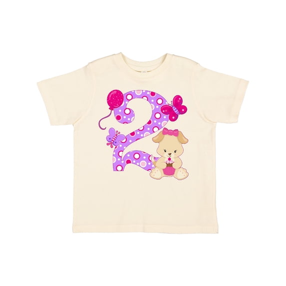 Inktastic Second Birthday with Cute Puppy and Butterflies Boys or Girls Toddler T-Shirt