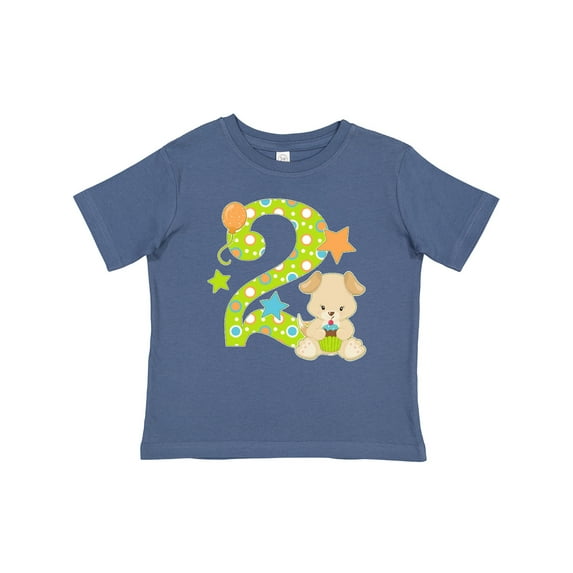 Inktastic Second Birthday with Cute Puppy and Stars Boys or Girls Baby T-Shirt
