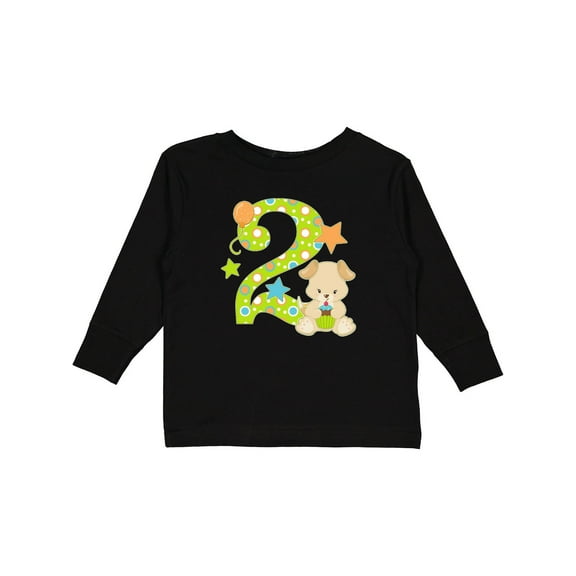 Inktastic Second Birthday with Cute Puppy and Stars Boys or Girls Long Sleeve Toddler T-Shirt