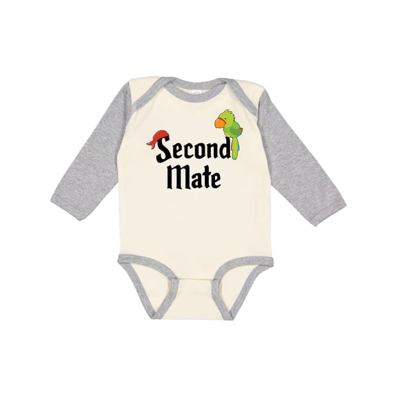 Inktastic Second Mate pirate with parrot and bandanna Boys or Girls Long Sleeve Baby Bodysuit
