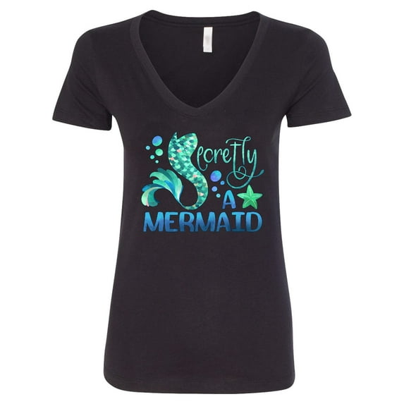 Inktastic Secretly a Mermaid Women's V-Neck T-Shirt