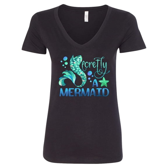 Inktastic Secretly a Mermaid Women's V-Neck T-Shirt