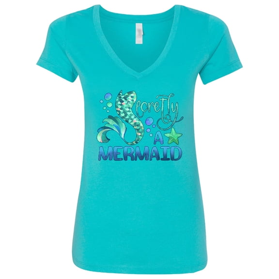 Inktastic Secretly a Mermaid Women's V-Neck T-Shirt