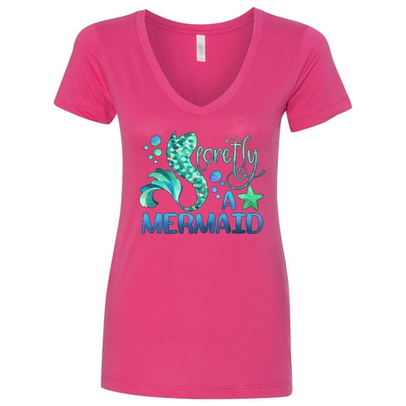 Inktastic Secretly a Mermaid Women's V-Neck T-Shirt