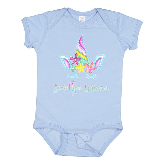 Inktastic Secretly a Unicorn flowers and horn Boys or Girls Baby Bodysuit