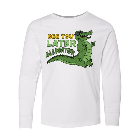 Inktastic See You Later Alligator with Black Sunglasses Long Sleeve Youth T-Shirt