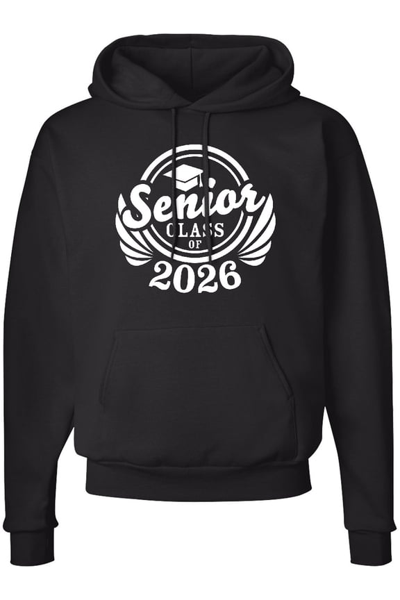 Senior Class of 2026 in White with Graduation Cap Adult Hoodie Sweatshirt