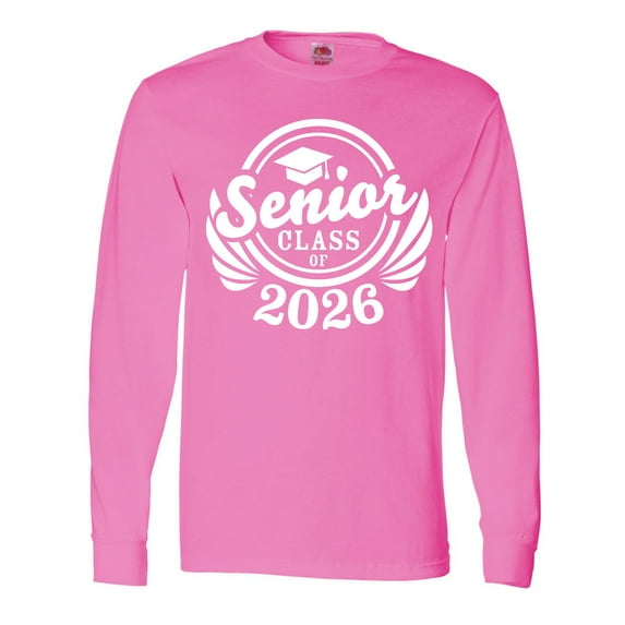 Inktastic Senior Class of 2026 in White with Graduation Cap Long Sleeve T-Shirt