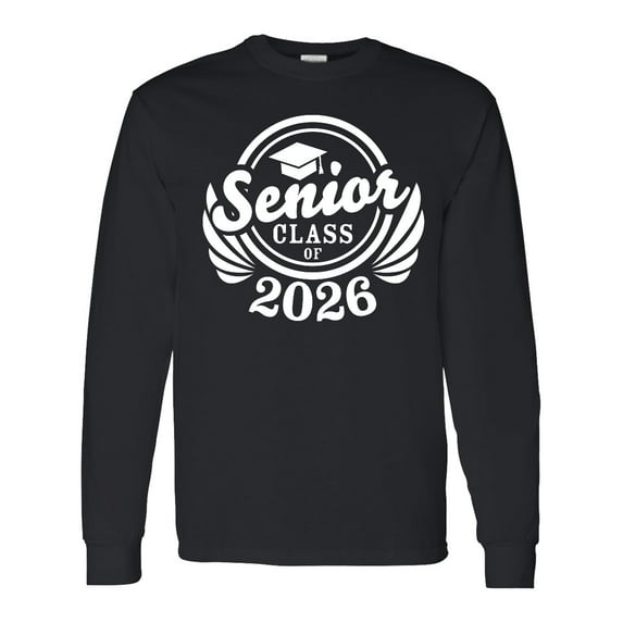 Inktastic Senior Class of 2026 in White with Graduation Cap Long Sleeve T-Shirt