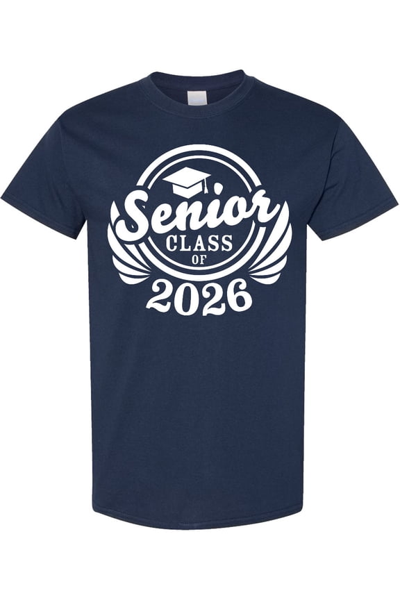 Senior Class of 2026 in White with Graduation Cap T-Shirt