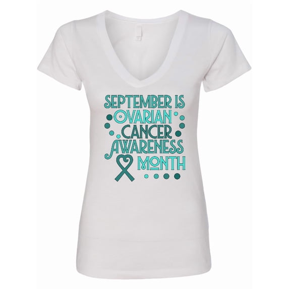 Inktastic September is Ovarian Cancer Awareness Month Women's V-Neck T-Shirt