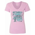 thumbnail image 1 of Inktastic September is Ovarian Cancer Awareness Month Women's V-Neck T-Shirt, 1 of 5