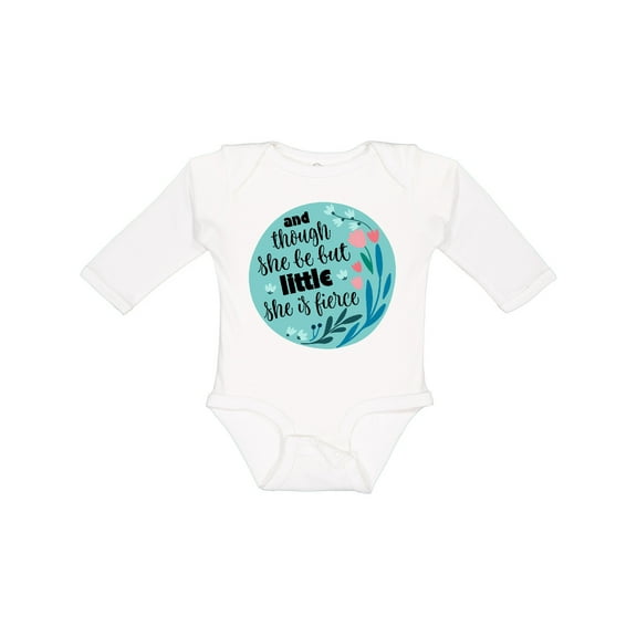 Inktastic Shakespeare She Is Fierce Quote Girls Long Sleeve Baby Bodysuit