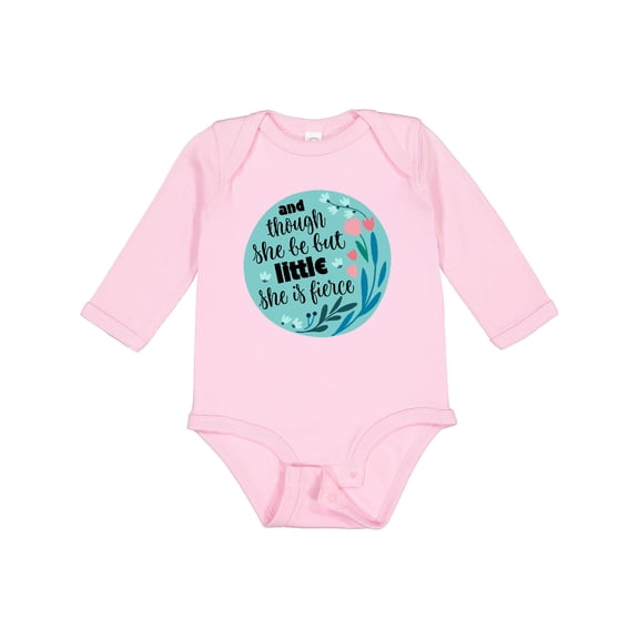 Inktastic Shakespeare She Is Fierce Quote Girls Long Sleeve Baby Bodysuit