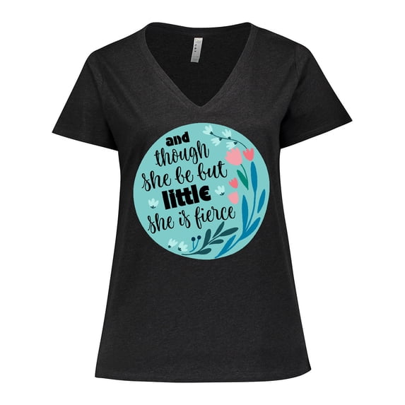 Inktastic Shakespeare She Is Fierce Quote Women's Plus Size V-Neck T-Shirt