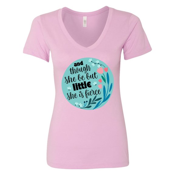 Inktastic Shakespeare She is Fierce Quote Women's V-Neck T-Shirt