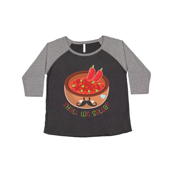 Inktastic Shall We Salsa? bowl of dip with mustache Women's Plus Size T-Shirt