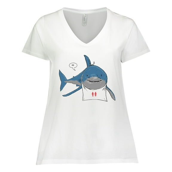 Inktastic Shark Dinner Women's Plus Size V-Neck T-Shirt