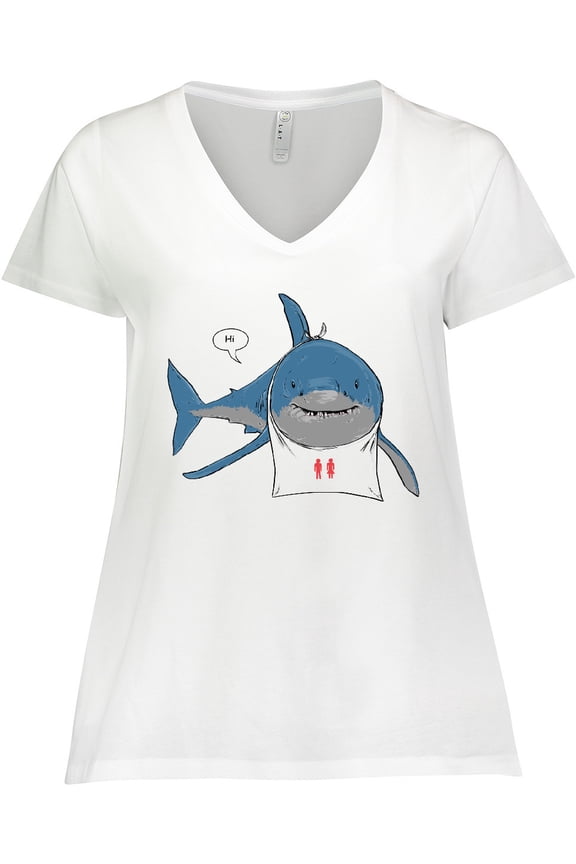 Shark Dinner Women's Plus Size V-Neck T-Shirt