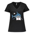 thumbnail image 1 of Inktastic Shark Dinner Women's Plus Size V-Neck T-Shirt, 1 of 5