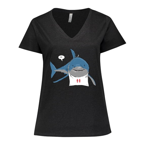 Inktastic Shark Dinner Women's Plus Size V-Neck T-Shirt