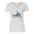 thumbnail image 1 of Inktastic Shark Dinner Women's V-Neck T-Shirt, 1 of 5