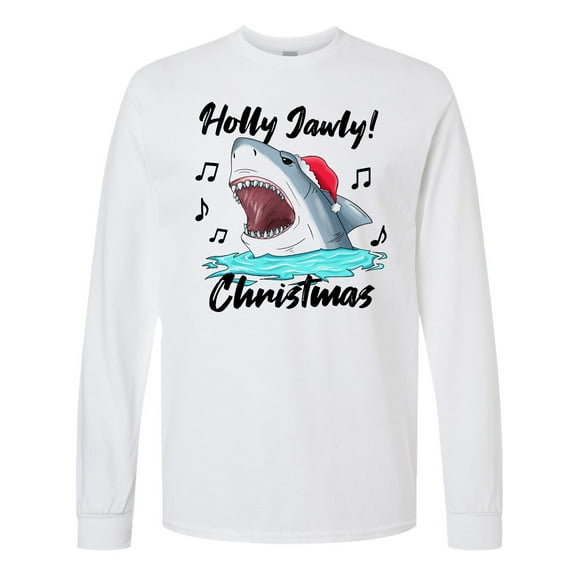 Inktastic Shark Holly Jawly Christmas Long Sleeve T-Shirt