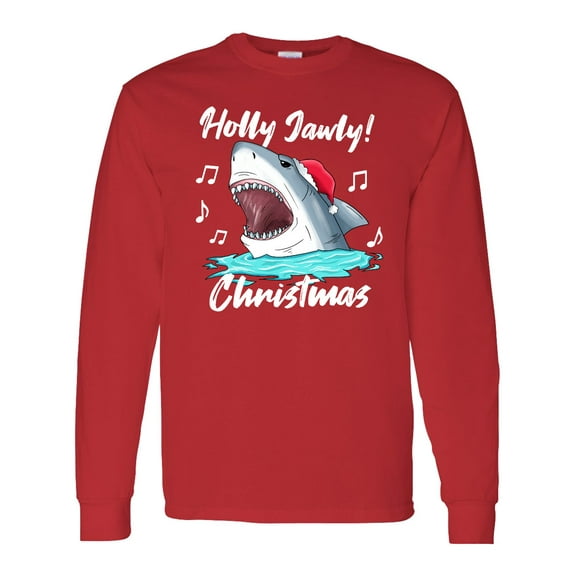 Inktastic Shark Holly Jawly Christmas Long Sleeve T-Shirt