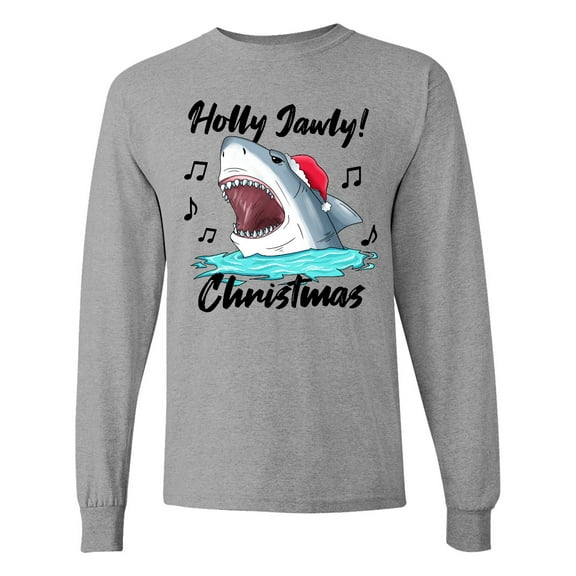 Inktastic Shark Holly Jawly Christmas Long Sleeve T-Shirt