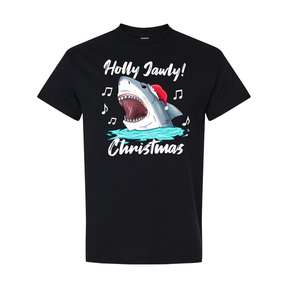 Inktastic Shark Holly Jawly Christmas T-Shirt