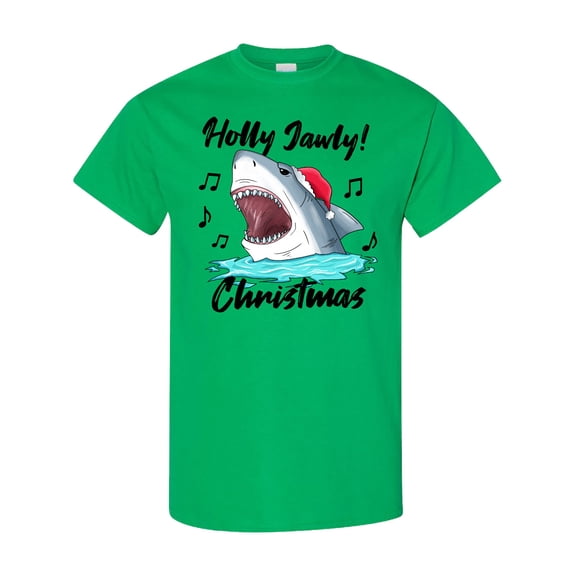 Inktastic Shark Holly Jawly Christmas T-Shirt