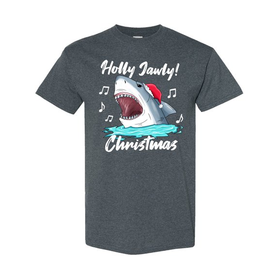 Inktastic Shark Holly Jawly Christmas T-Shirt