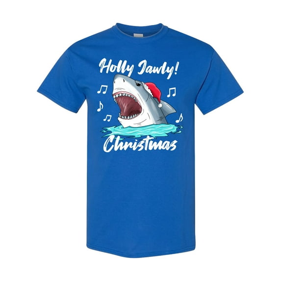 Inktastic Shark Holly Jawly Christmas T-Shirt