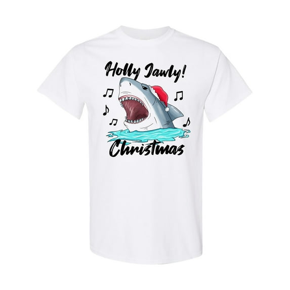 Inktastic Shark Holly Jawly Christmas T-Shirt