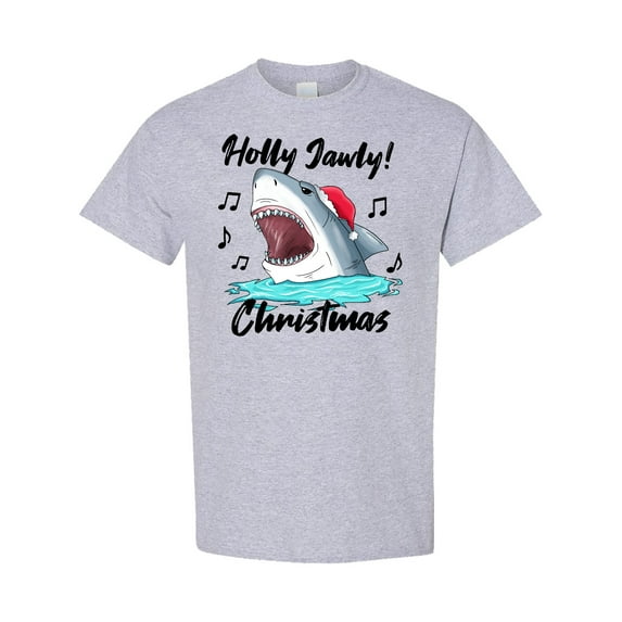 Inktastic Shark Holly Jawly Christmas T-Shirt