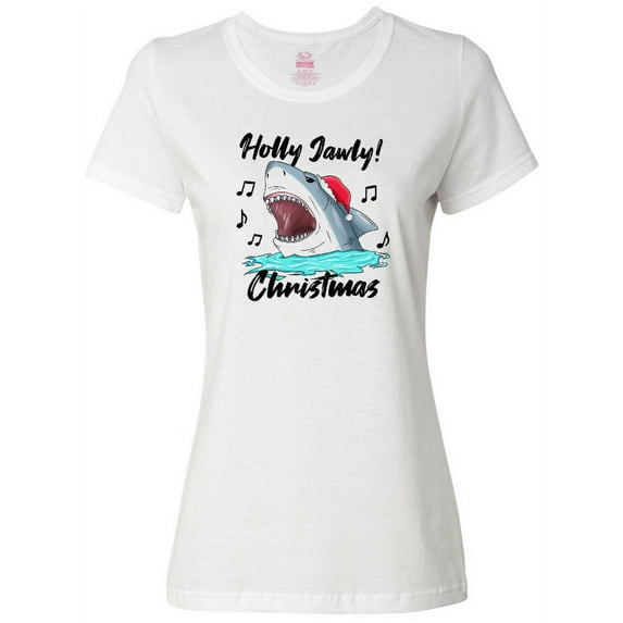 Inktastic Shark Holly Jawly Christmas Women's T-Shirt