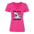 thumbnail image 1 of Inktastic Shark Holly Jawly Christmas Women's V-Neck T-Shirt, 1 of 5