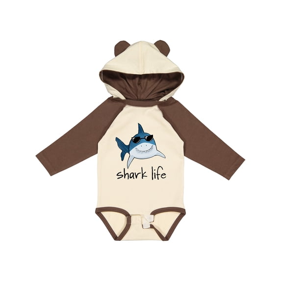 Inktastic Shark Life Fun Shark With Sunglasses Boys or Girls Long Sleeve Baby Bodysuit