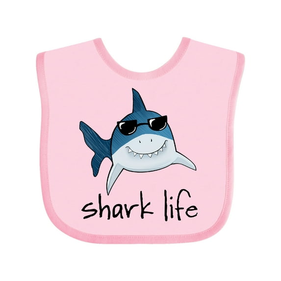 Inktastic Shark Life Fun Shark with Sunglasses Boys or Girls Baby Bib